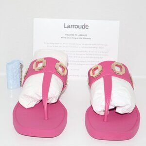 Larroudé Milan S Jelly Sandals Pink Thong Slides Made in Brazil Size 4/5